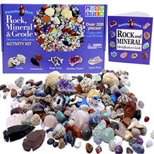 Load image into Gallery viewer, Dancing Bear Rock & Mineral Collection Activity Kit (200+Pcs) with Geodes, Shark Teeth Fossils, Arrowheads, Crystals, Gemstones for Kids, Rock Book, Treasure Hunt ID Sheet, STEM Science Education