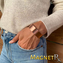 Load image into Gallery viewer, MagnetRX® Pure Copper Magnetic Bracelet - Arthritis Pain Relief & Carpal Tunnel Magnetic Therapy Copper Bracelets - Adjustable Wide Copper Cuff Bracelet with 12 Magnets (Brushed Copper, M/L)