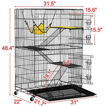 Load image into Gallery viewer, YAHEETECH Collapsible Large 3-Tier Metal Wire Pet Cat Kitten Ferret Chinchilla Cage Playpen Crate Enclosure Kennel Cat Home on Wheels Indoor Outdoor 3X Ramp Ladders/1x Hammock