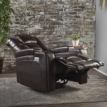 Load image into Gallery viewer, Christopher Knight Home Emersyn Tufted Fabric Power Recliner with Arm Storage and USB Cord, Brown / Black
