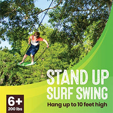 Load image into Gallery viewer, Swurfer Kick Stand Up Surfing Tree Swing Outdoor Swings for Kids Up to 150 Lbs - Hang from Up to 10 Feet High - Includes 24" SwingBoard, UV Resistant Rope, & Handles, Green