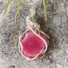 Load image into Gallery viewer, Raw Pink Real Ruby Crystal Pendant Necklace - 18 Inch Sterling Silver - July Genuine Birthstone Birthday Women's Jewelry Vintage Gift Idea