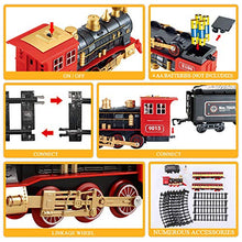 Load image into Gallery viewer, SNAEN Train Sets w/ Steam Locomotive Engine, Cargo Car and Tracks, Battery Powered Play Set Toy w/ Smoke, Light & Sounds, for Kids, Boys & Girls 3 4 5 6 7 Years Old