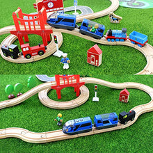 Load image into Gallery viewer, Lebze Battery Operated Action Locomotive Train (Magnetic Connection) - Powerful Engine Travel Train Set Fits Thomas Brio Wooden Train and Tracks - Toy Train Set for Toddlers