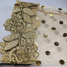 Load image into Gallery viewer, Womens Dresses V Neck Three Quarter Sleeve Gold Dot Sequin Print Floral Trim A Line Elegant Summer Mini Dress (S, Gold)