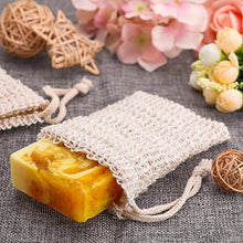 Load image into Gallery viewer, 5 Pieces Soap Saver Bag Natural Sisal Exfoliating Soap Pouch for Foaming and Drying The Soap Bars Shower Soap Bag (13.5 x 9 cm, Beige)