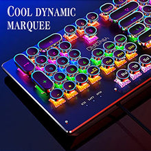 Load image into Gallery viewer, Basaltech Mechanical Light Up Keyboard With LED Backlit, Typewriter Style Gaming Keyboard With 104-Key Brown Switch Round Keycaps, Retro Steampunk Keyboard Metal Panel With Wired USB For PC/Mac/Laptop
