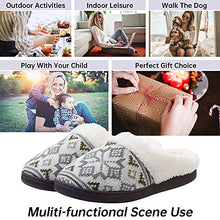 Load image into Gallery viewer, LseLom Fair Isle Slippers for Women Sweater Knit Slippers with Rubber Soles Womens Slippers Indoor Outdoor Fuzzy House Slippers Warm Cozy House Shoes Beige Size 6
