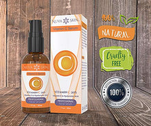 Load image into Gallery viewer, Nuva Skin Vitamin C Serum for Face and Eyes w/Hyaluronic Acid & Liquid Vitamin E - Natural Anti Aging, Anti Wrinkle Facial Treatment – Antioxidant Moisturizer for Acne, Scars & Even Skin Tone