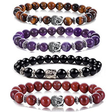 Load image into Gallery viewer, Joya Gift Buddha 8mm Beaded Bracelet for Women Men Gemstone Chakra Bracelet Jewelry for Birthday Gifts (4PCS)