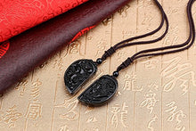 Load image into Gallery viewer, COAI His and Hers Dragon and Phoenix Black Obsidian Stone Pendant Necklace for Couples
