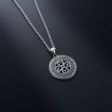Load image into Gallery viewer, 925 Sterling Silver Jewelry Oxidized Good Luck Irish Knot Celtic Medallion Round Pendant Necklace, 20 inch