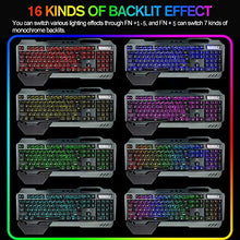 Load image into Gallery viewer, Wireless Gaming Keyboard and Mouse,RGB Backlit Rechargeable Keyboard Mouse with 4800mAh Battery Metal Panel,Removable Hand Rest Mechanical Feel Keyboard and 7 Color Gaming Mute Mouse for PC Gamer