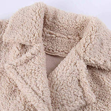 Load image into Gallery viewer, haoricu Womens Faux Shearling Jacket Casual Lapel Fleece Fuzzy Jacket Shaggy Oversized Jacket Warm Cardigan Coat Beige