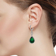 Load image into Gallery viewer, Gem Stone King 925 Sterling Silver Long Drop Dangle Elegant Wedding Bridal Chandelier Teardrop Earrings For Women (2 Inch Pear Shape 16X12MM, 20.00 Cttw)