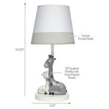 Load image into Gallery viewer, Lambs & Ivy Jungle Friends White/Gray Giraffe Nursery Lamp with Shade & Bulb