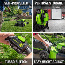 Load image into Gallery viewer, Greenworks 48V 20" Brushless Cordless Self-Propelled Lawn Mower + 24V Brushless Drill / Driver, (2) 5.0Ah USB Batteries (USB Hub) and Dual Port Rapid Charger Included (2 x 24V)