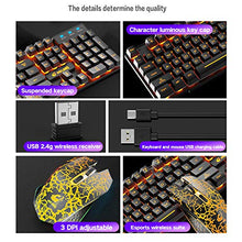 Load image into Gallery viewer, Wireless Gaming Keyboard and Mouse Combo with Yellow LED Backlit Rechargeable 4000mAh Battery Mechanical Ergonomic Feel Waterproof Dustproof 7 Color Backlit Mute Mice for Computer Mac Gamer