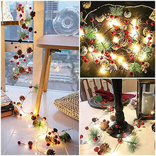 Load image into Gallery viewer, PHILIPOUS Christmas Lights, Garland with Lights Fairy Lights Pine Cone Berries Indoor and Outdoor Christmas Tree Lights Winter Holiday New Year Decor, Battery Powered. (2M 20 Lights) (Pine Cone)