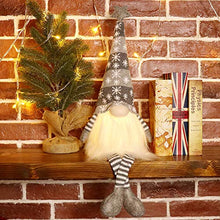 Load image into Gallery viewer, EDLDECCO Christmas Gnome with Light Timer 27 Inches Set of 2 Knitted Hat Nisse Figurine Plush Swedish Nordic Tomte Scandinavian Elf X'Mas Holiday Party Home Decor Ornaments (Red & Grey)