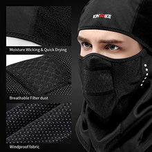 Load image into Gallery viewer, KINGBIKE Balaclava Ski Mask Motorcycle Running Full Face Cover Windproof Waterproof Neoprene With Micro-polar Fleece Masks Black for Men Women Warm Winter Cold Weather Gear Cycling(Lycra+Fleece,black)