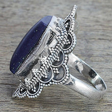Load image into Gallery viewer, NOVICA Lapis Lazuli .925 Sterling Silver Cocktail Ring 'Starry Splendor'