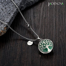 Load image into Gallery viewer, JADENOVA Family Tree Necklace Tree of Life Natural Aventurine Gemstone Crystal Pendant Necklace 24 Inches Stainless Steel Chain