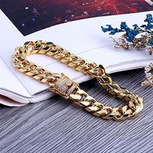 Load image into Gallery viewer, TOPGRILLZ Hip Hop14K Gold Plated Finished Miami Cuban Link Bracelet with Iced Out Simulated Lab Diamond Clasp for Men Women