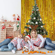 Load image into Gallery viewer, GOER 3.2 ft x 9.8 ft Metallic Tinsel Foil Fringe Curtains for Party Photo Backdrop Wedding Decor (1 Pack, Gold)