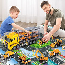 Load image into Gallery viewer, TEMI Toddler Toys for 3 4 5 6 Years Old Boys, Die-cast Construction Toys Car Carrier Vehicle Toy Set w/ Play Mat, Kids Toys Truck Alloy Metal Car Toys Set for Age 3-9 Toddlers Kids Boys & Girls