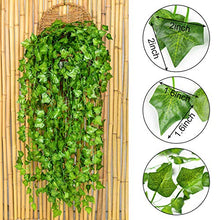 Load image into Gallery viewer, DearHouse 84 Feet 12 Strands Artificial Ivy Leaf Plants Vine Hanging Garland Fake Foliage Flowers Home Kitchen Garden Office Wedding Wall Decor, Green