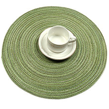Load image into Gallery viewer, SHACOS Round Placemats Set of 4 Round Table Placemats Braided Cotton Place Mats 15 inch for Kitchen Dining Table Holiday Party (Pea Green, 4)