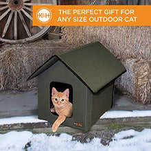 Load image into Gallery viewer, K&H Pet Products Outdoor Heated Kitty House Cat Shelter Olive Green 18 X 22 X 17 Inches