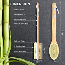 Load image into Gallery viewer, Metene Bamboo Body Brush with Stiff and Soft Natural Bristles, Back Scrubber for Shower with Long Handle, Dual-sided Brush Head for Wet or Dry Brushing, Exfoliating Skin and Clean the Body Easily