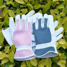 Load image into Gallery viewer, Leather Gardening Gloves Women, 3D Mesh Breathable Garden Working Glove