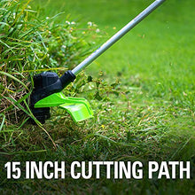Load image into Gallery viewer, Greenworks 48V 15" Cordless String Trimmer, (2) 2.0Ah USB Batteries (USB Hub) and Dual Port Rapid Charger Included (2 x 24V)