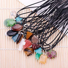 Load image into Gallery viewer, Mix Random 60pcs Natural Stone Pendants Charms Heart Jade Turquoise Quartz Chakra Stone Beads Necklace Jewelry Findings Gemstone with Leather Cord