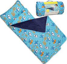 Load image into Gallery viewer, Bambino Bliss Kids Nap Mat with Removable Pillow - Soft, Lightweight Mats, Easy Clean Toddler Nap Pad for Preschool, Daycare, Kindergarten - Children Sleeping Bag (Shark)