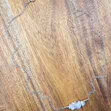 Load image into Gallery viewer, Blue Lace Agate Bead Bar Crystal Necklace in Sterling Silver