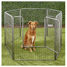 Load image into Gallery viewer, Petmate Courtyard Exercise Pen Drop Pin Design Walk-In Door Silver Crackle Finish