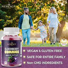 Load image into Gallery viewer, (2-Pack) Premium Elderberry Gummies by New Age for Adults Kids with Vitamin C, Zinc, Propolis - Sambucus Black Elderberry Gummy Extract - Gluten Free & Vegetarian - 120 Gummies