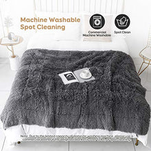 Load image into Gallery viewer, BUZIO Shaggy Faux Fur Weighted Blanket 20lbs, Super Soft Plush Fleece and Cozy Sherpa Reverse, Long Fur Fluffy Bed Throw Blankets 60"x80" Grey