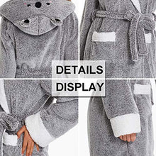Load image into Gallery viewer, TIMSOPHIA Plush Robes for Womens Bathrobes with Hood Soft Animal Robes Cozy Warm Koala Gifts (Gray, S)