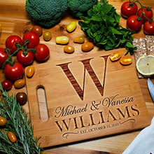 Load image into Gallery viewer, Personalized Cutting Board - 9 Designs |6" x 9"| Bamboo Cutting Board - Wedding Gifts for the Couple, Housewarming Gifts, Anniversary Gift, Grandma Gifts, Engraved Kitchen Sign & Decor - Handle