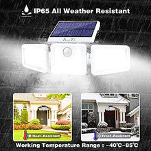 Load image into Gallery viewer, Bundle - 2 Pack Black LED Solar Motion Sensor Lights & 2 Pack White LED Solar Motion Sensor Lights; 128 LED 800LM, 3 Adjustable Heads, 270° Wide Angle Illumination, IP65 Waterproof