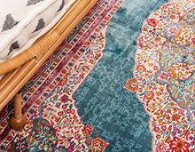 Load image into Gallery viewer, Unique Loom Baracoa Collection Bright Tones Vintage Traditional Turquoise Runner Rug (2' 2 x 6' 0)