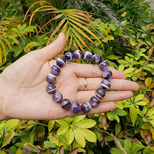 Load image into Gallery viewer, Chengmu 12mm Banded Amethyst Stretch Bracelet for Men Natural Round Beads Semi Precious Gemstone for Crystal Elastic Beaded Bracelet 8"