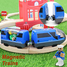 Load image into Gallery viewer, Lebze Battery Operated Action Locomotive Train (Magnetic Connection) - Powerful Engine Travel Train Set Fits Thomas Brio Wooden Train and Tracks - Toy Train Set for Toddlers