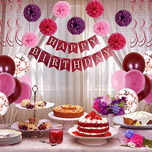 Load image into Gallery viewer, Birthday Decorations Women Party Supplies Hot Pink Birthday Party Decorations with Happy Birthday Banner, Balloons for 18th 19th 20th 21st 22nd 24th 25th 30th 40th 45th 50th 60th 70th Party Decor Suit