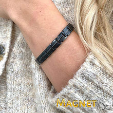 Load image into Gallery viewer, MagnetRX® Women's Ultra Strength Magnetic Therapy Bracelet - Arthritis Pain Relief & Carpal Tunnel Titanium Magnetic Bracelets for Women - Adjustable Length with Sizing Tool (Black)